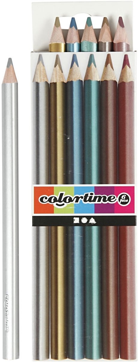 Colortime kleurpotloden, vulling: 4 mm, metallic kleuren, 6stuks [HOB-38091]